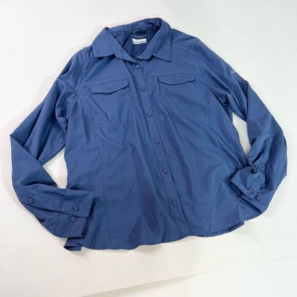 Columbia Shirt Mens Extra Large Blue Omni-Shade Sun Protection Button-Down Tee - Picture 1 of 11